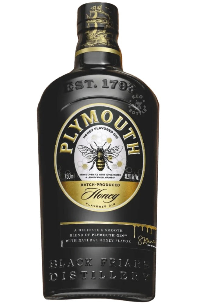 Plymouth Honey Gin Natural Honey Flavor Blackfriars Distillery Plymouth England 1793 Recipe Sean Harrison Master Distiller Juniper Vanilla Citrus Crystal Clear 42.1% ABV 82.4 Proof 750ml
