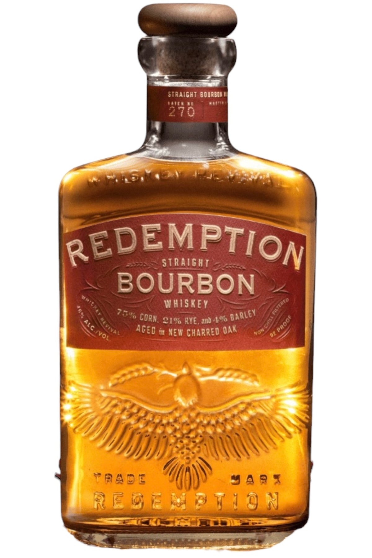 Redemption Straight Bourbon Whiskey 750ml Aged in New Charred Oak Barrels