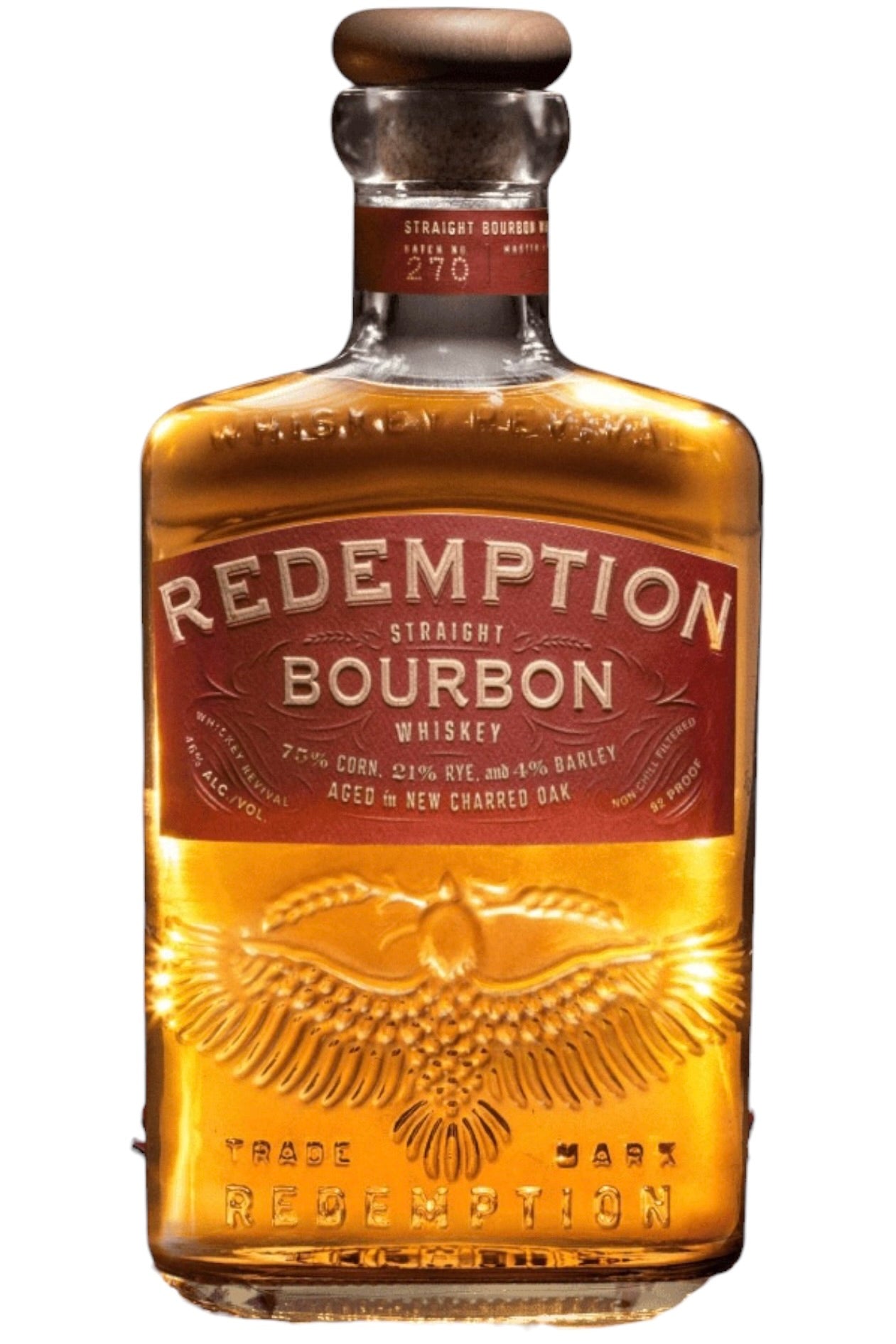 Redemption Straight Bourbon Whiskey 750ml Aged in New Charred Oak Barrels