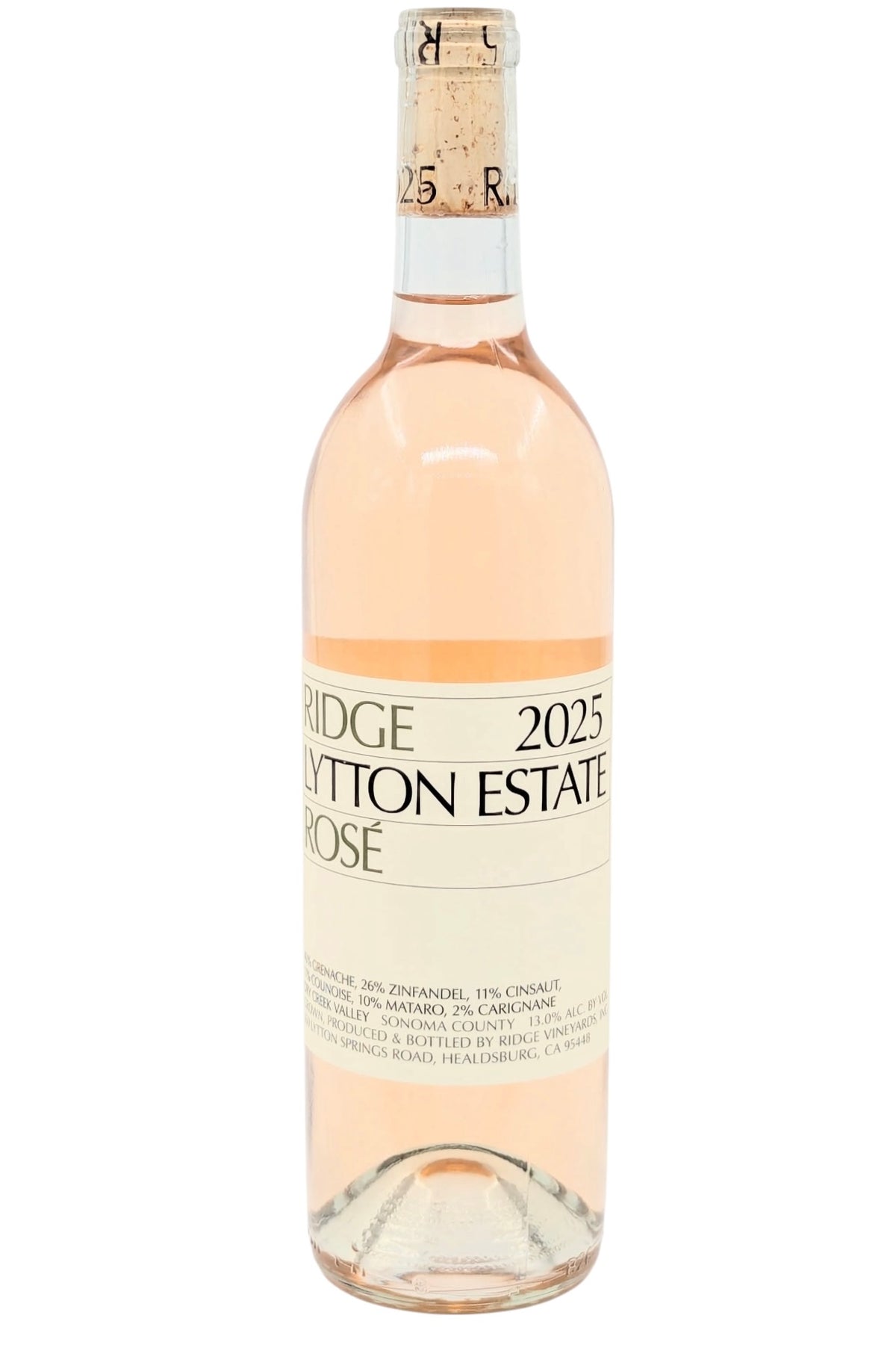 Ridge 2025 Lytton Springs Lytton Estate Rose Dry Creek Valley Sonoma 40% Grenache 26% Zinfandel Cinsault Counoise Mataro Carignane Organically Grown 92 Points James Suckling Owen Bargreen 750ml