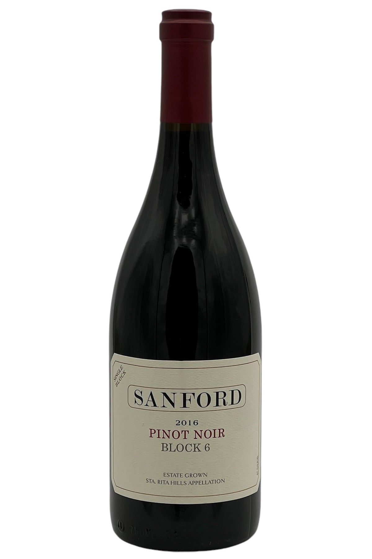 Sanford 2016 Pinot Noir Block 6 Single Block Estate Grown Sanford and Benedict Vineyard Sta Rita Hills California 750ml