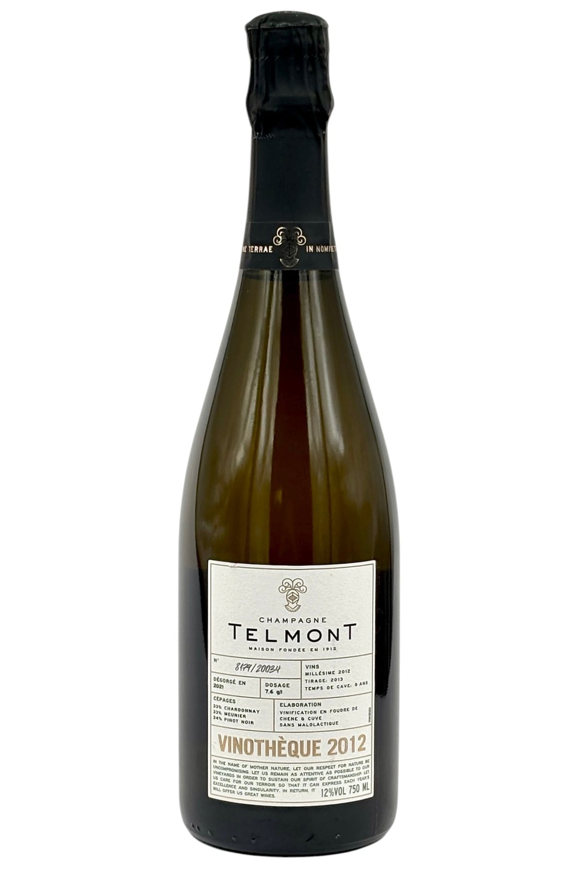 Telmont Vinothèque Vintage 2012 Brut Champagne – Late-Disgorged, Organic Estate Release