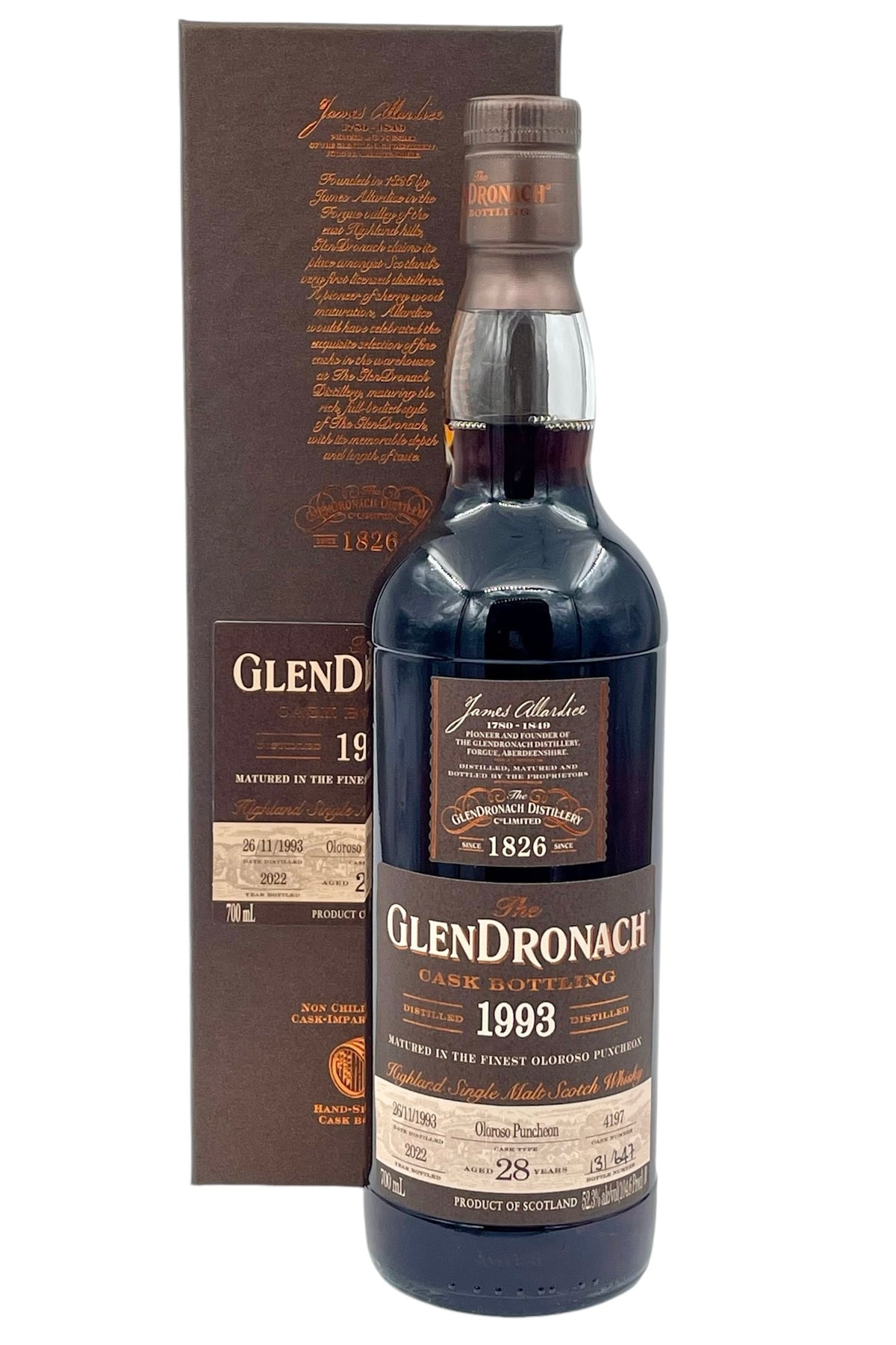 The GlenDronach Vintage 1993 28 Year Old Cask #4197 Oloroso Puncheon Single Malt Scotch Whisky 700ml