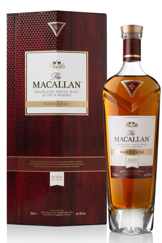 The Macallan Rare Cask 2024 Release Speyside Single Malt Scotch Whisky Sherry Seasoned American European Oak First Fill Easter Elchies Estate 43% ABV 750ml