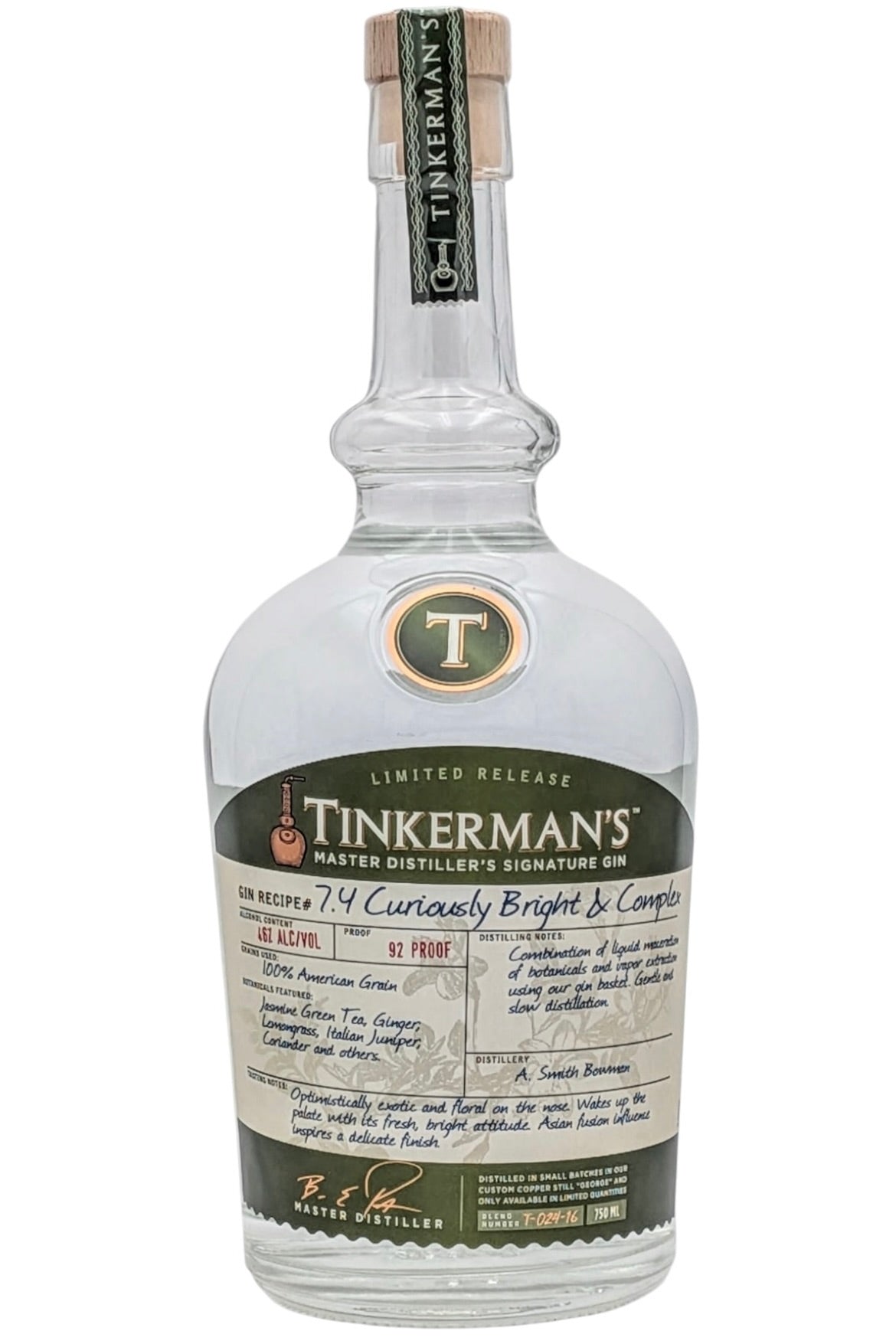 Tinkerman's Curiously Bright and Complex Gin 750ml