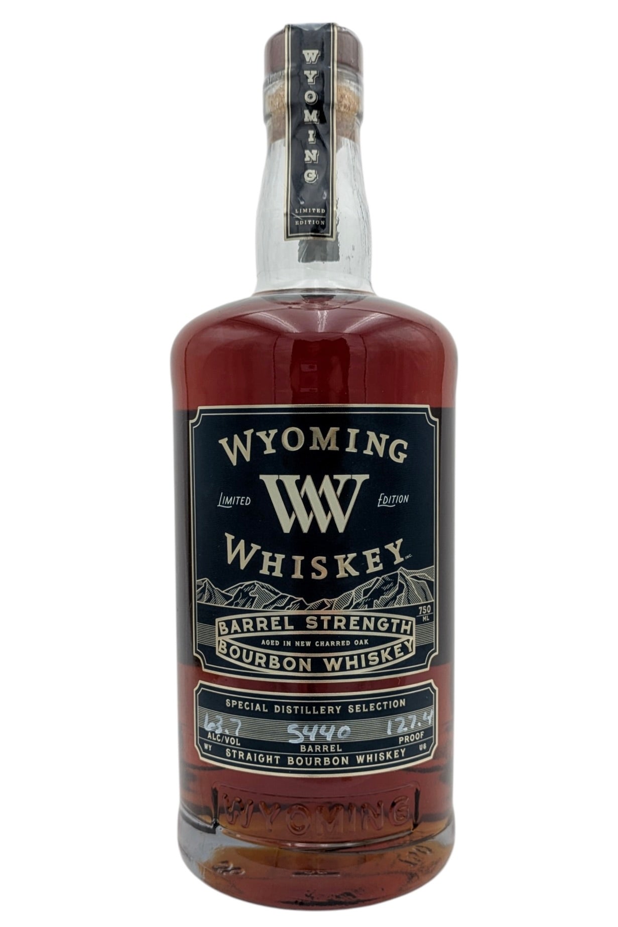 Wyoming Whiskey Aged in New Charred Barrels Barrel Strength Bourbon Whiskey Limited Edition