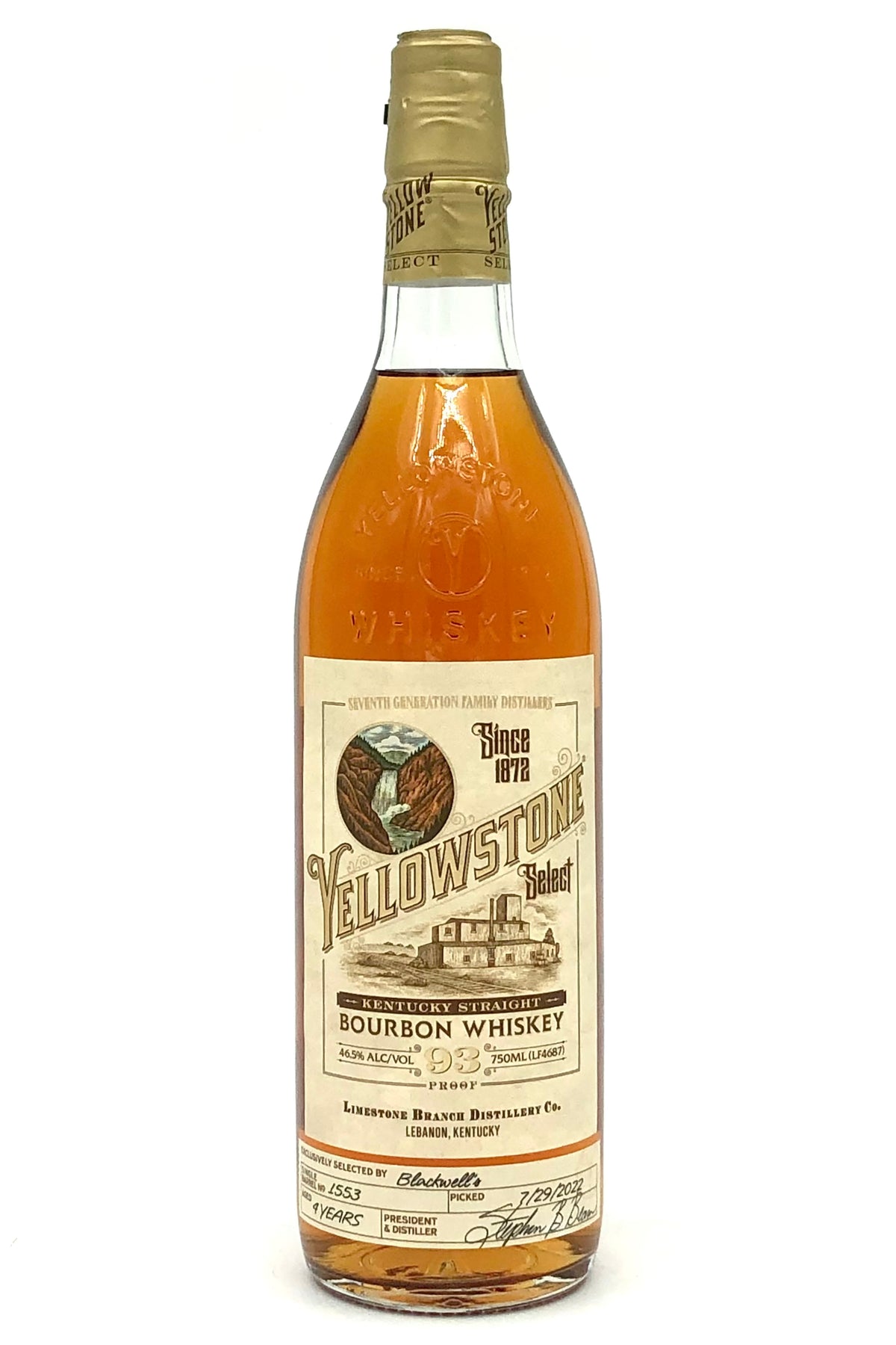 Yellowstone Blackwell&#39;s Pick Single Barrel Bourbon Whiskey