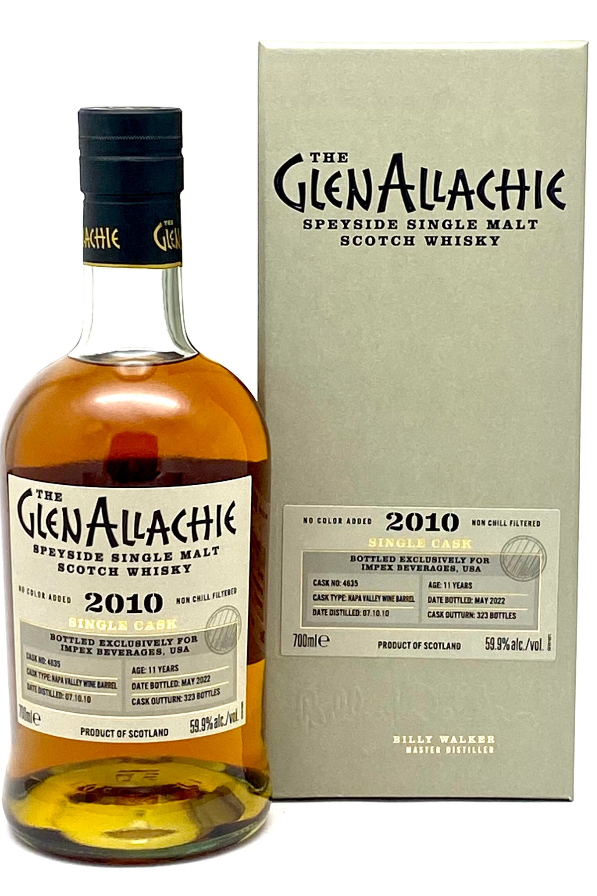 GlenAllachie 11 Year Old Vintage 2010 Napa Valley Wine Cask Single Malt Scotch Whisky