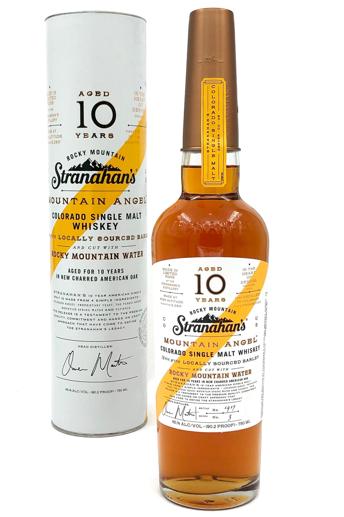 Stranahan&#39;s Mountain Angel 10 Year Old 2023 Release Single Malt Whiskey