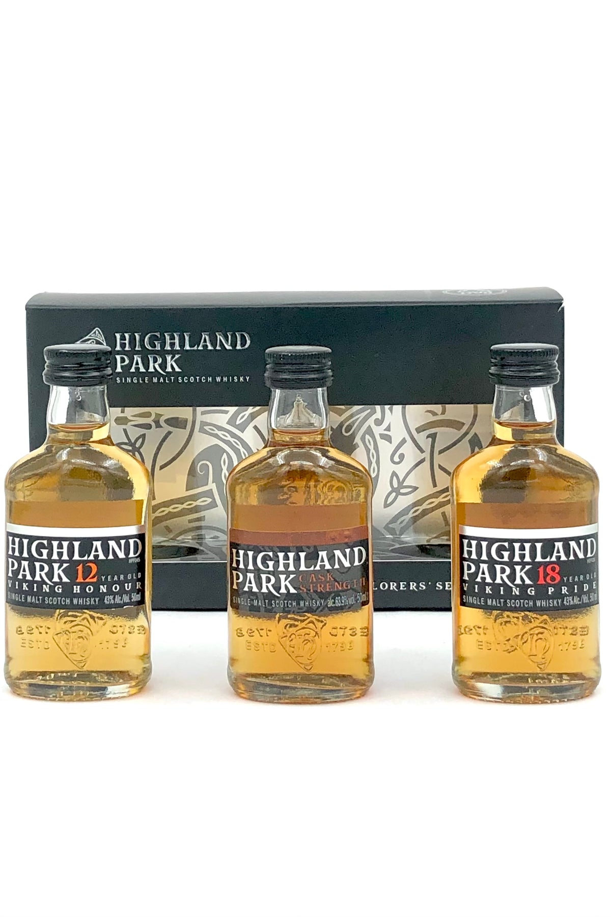 Highland Park &quot;Explorers&#39; Selection&quot; 12 Year, Cask Strength, 18 Year, Scotch Whisky 3 x 50 ml