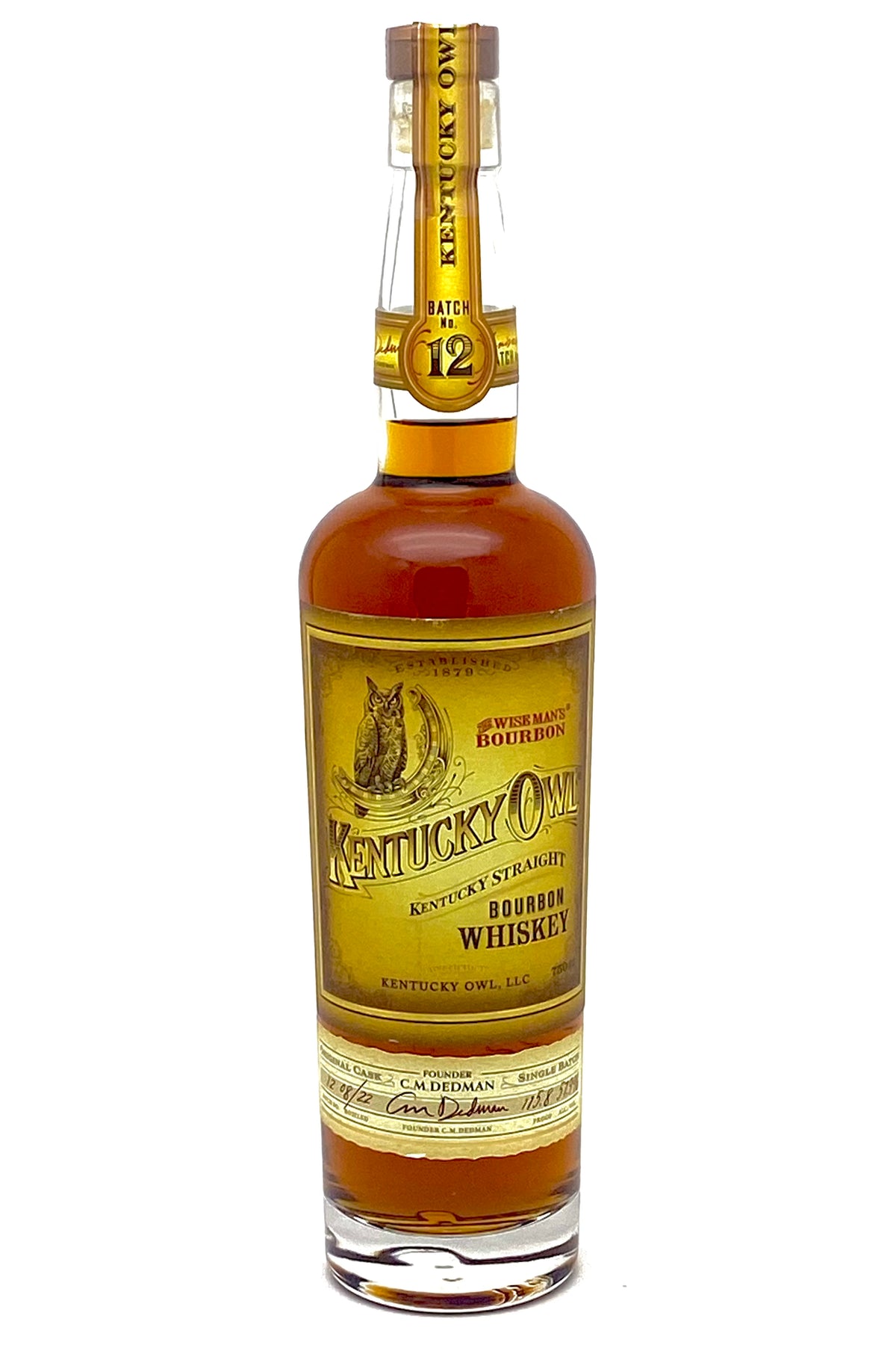 Kentucky Owl Batch 12 Wise Mans Kentucky Straight Bourbon Whiskey Limited Release 4 to 14 Year Blend 115.8 Proof 57.9% ABV 750ml