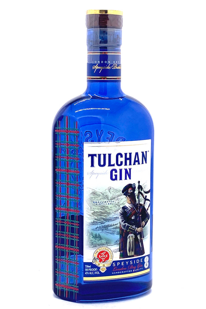Tulchan Speyside London Dry Gin 14 Scottish Botanicals Sloe Berries Elderflower Asparagus Estate Grown Small Batch Copper Pot Still 45% ABV 90 Proof 750ml